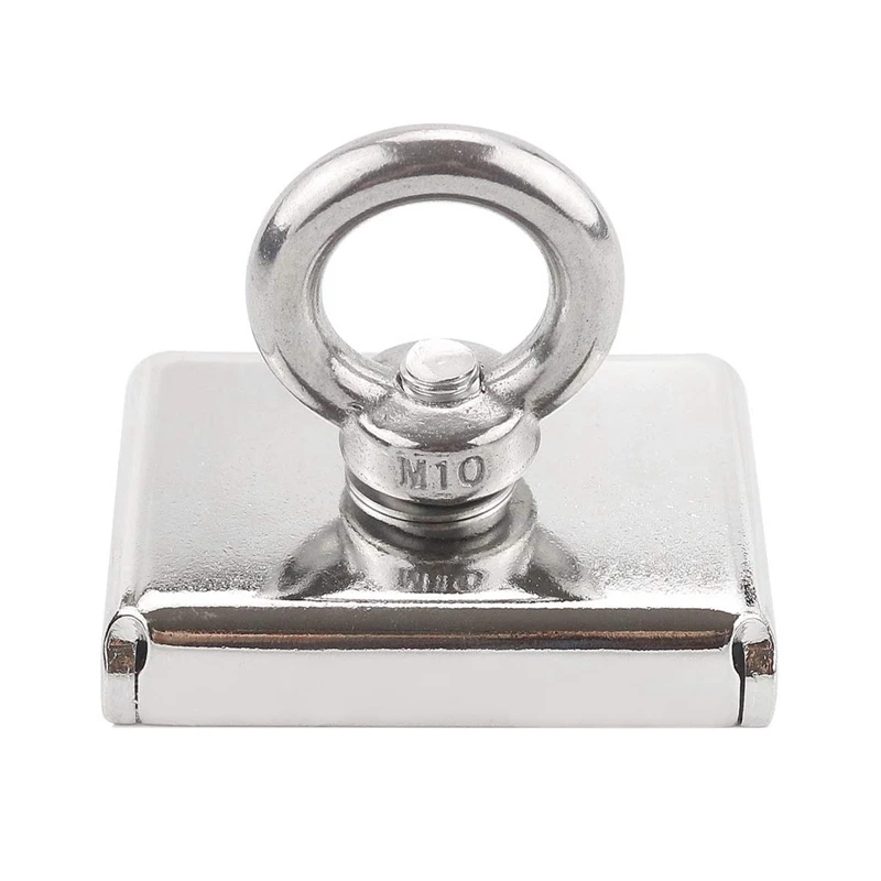 

Rectangle Super Strong Neodymium Magnet, Strong Fishing Magnet With Eyebolt For Magnet Fishing And Salvage In River - 75 X 55M