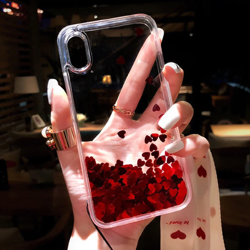 Cute Love Heart Glitter Moving Quicksand Liquid Case Cover For iPhone XS Max XR X 7 8 6 6S Plus Transparent Glitter Phone Cases Cute Love Heart Glitter Moving Quicksand Liquid Case Cover For iPhone XS Max XR X 7 8 6 6S Plus Transparent Glitter Phone Cases