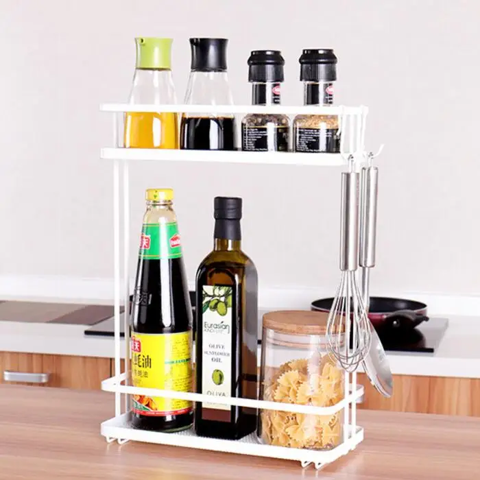 

Multifunctional 2-Layers Iron Storage Rack Spice Condiment Basket Desk Organizer Kitchen Bathroom Storage Holder Rack Shelf