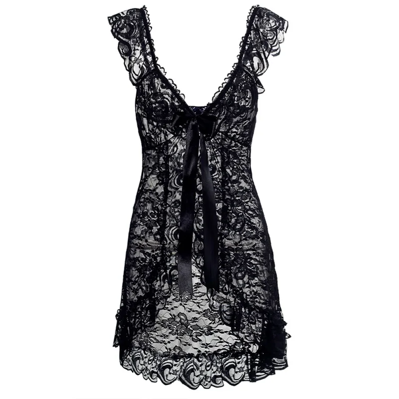 2pcs-Sexy-Women-Lady-Lace-Lingerie-Babydoll-Chemise-Dress-Ladies-Sleepwear-Set (2)