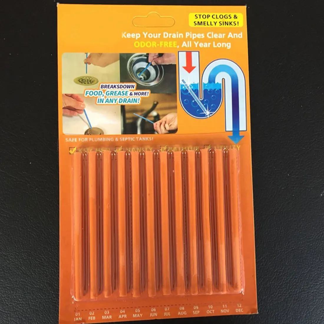 

Good Quality 12Pcs sewage decontamination Sticks to deodorant The kitchen toilet bathtub drain cleaner sewer cleaning rod