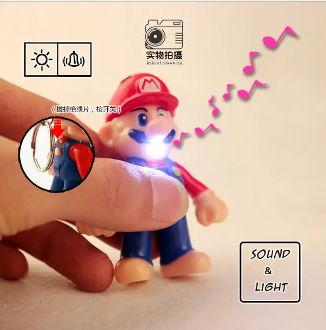 

Super Mario PVC Keychain Children Figures Action Toy Doll Light LED Key Ring Car PendantsKey Ring Holder