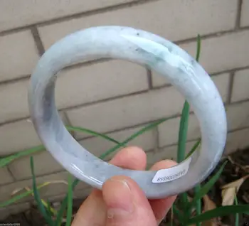 

Certified Natural Untreated Floral Blue Grey Jadeite Jade Bangle 60.9MMGrade A