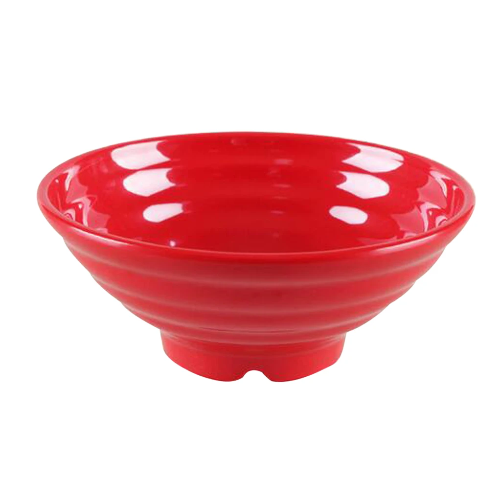 Easy Grasp Melamine Plastic Large Noodles Bowl Skidproof Striated Soup Food Storage 6 Colors Select