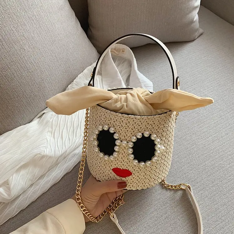 fashion simple bucket bag women's designer handbag high quality linen high quality single shoulder slant straddle bag qq444