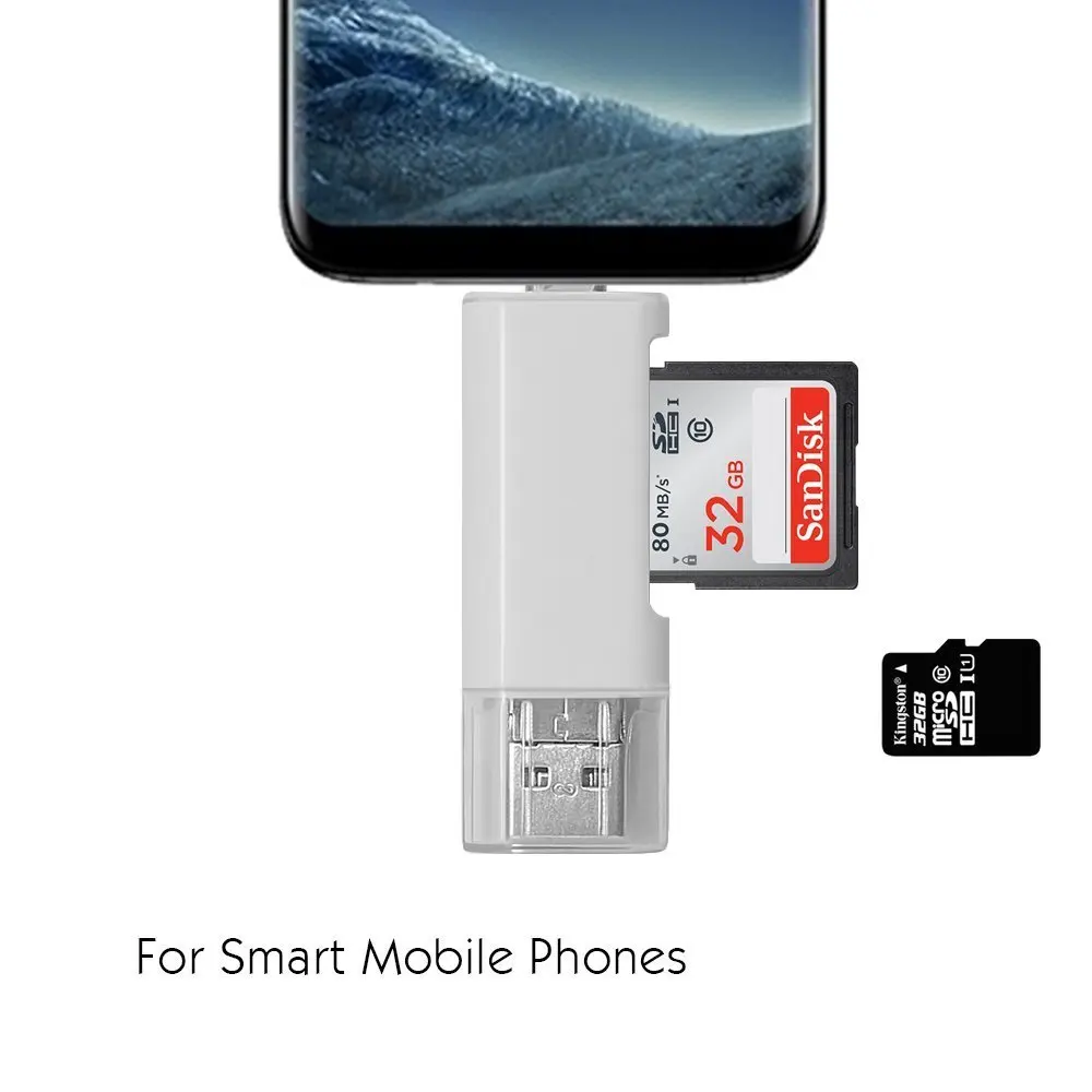 Ascromy 3 in 1 OTG Type-C USB C Micro USB Card Reader Adapter For Xiaomi Redmi Note 7 Huawei P20 Lite Mate 20 Pro Oneplus 6T 6 5 (4)