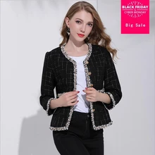 Весенняя Новая женская короткая твидовая маленькая куртка с ладаном Женская темпераментная куртка с длинными рукавами L313