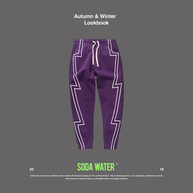 

SODA WATER Stripe Reflctive Elastic Waist Track Pants Trousers Mens Womens Fashion Joggers Sweatpants Track Trousers 8836W