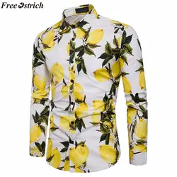 Бесплатная страуса для мужчин s летние пляжные гавайская рубашка 2018 бренд с длинным рукавом плюс размеры цветочный рубашки для мальчико