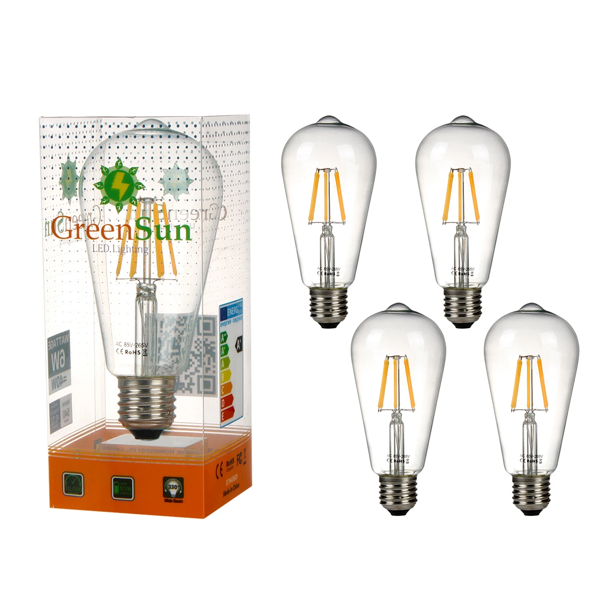 4Pcs E27 6W Edison LED Tungsten filament Filament Light Candle Lamp
