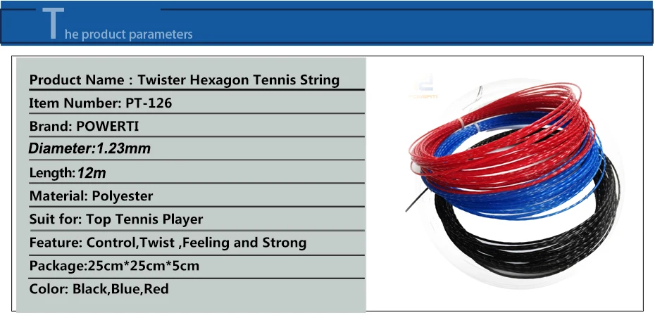 Мощность ti 6 шт./упак. твист Теннис строка Гут Диаметр 1.23 мм полиэстер Мощность 12 м гексагональной топ-спин Теннис ракетка/ракетка строка
