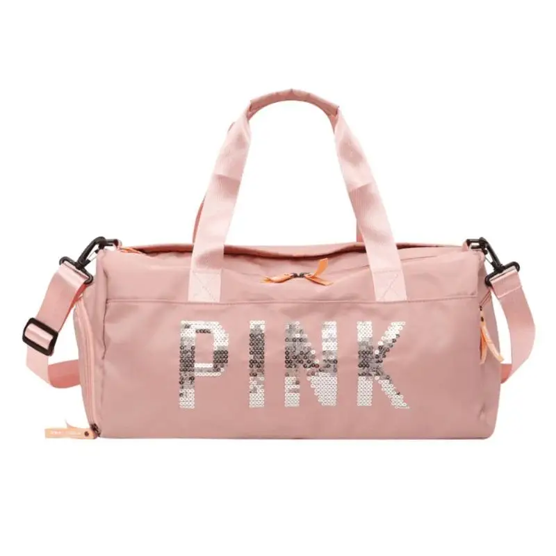 

Ladies Black Travel Big Bag Pink Color Sequins Shoulder Bags Women Portable Nylon Waterproof Handbags Large Capacity for Female