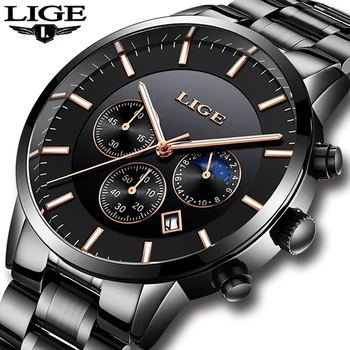 

2018 LIGE Mens Temperament Watches Top Brand Luxury Fashion Work Watch Men Stainless Steel Waterproof Clock Relogio Masculino