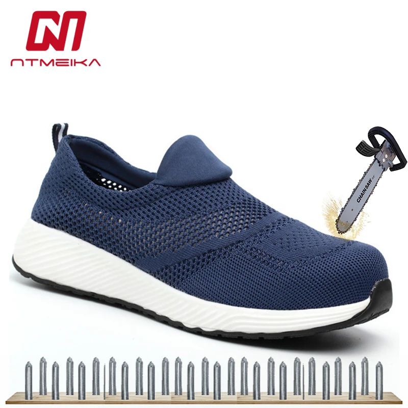 

Fashion Breathable Safety Shoes Men Summer Lightweight Work Shoes Steel Toe Soft Bottom Puncture-proof Safety Work Boots