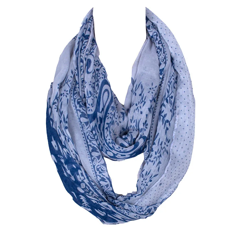 Buy 2016 New Retro White and Blue Neck Tube Scarf