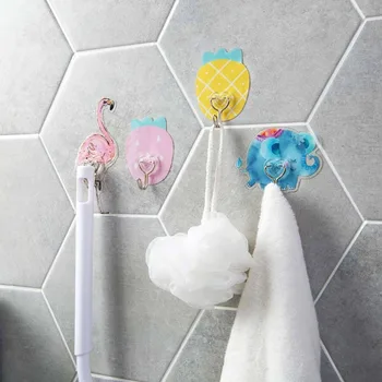 

Carton Wall Mounted Key Holder Elephant Flamingo Strawberry Pineapple Adhesive Hooks For Door Towel Household items Hanger