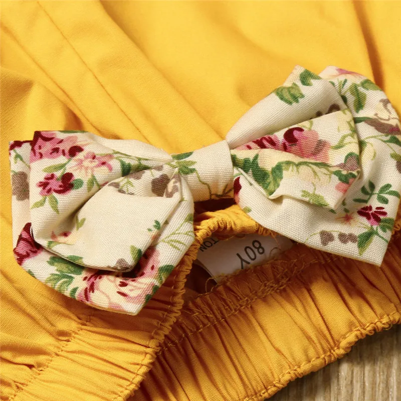 Girls suit summer 2019 new cotton Toddler Kids Girl Floral Sleeveless Tops+Bow Shorts Pants Outfits Clothes Set  (16)