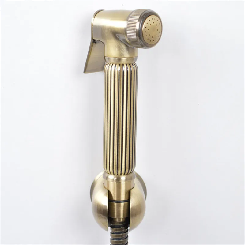 Antique Brass Toilet Jet Cleaner Portable Bidet High Pressure Sprayer for Woman with Holder and