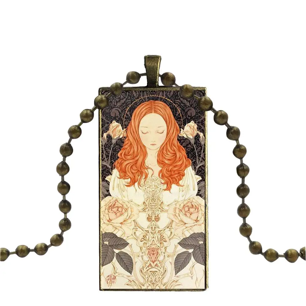 Alfons Mucha Primavera модное ожерелье ручной работы Прямоугольная форма колье ювелирные