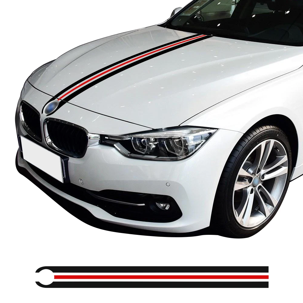 Car Hood Engine Cover Bonnet Racing Stripes Line Decal Stickers for BMW