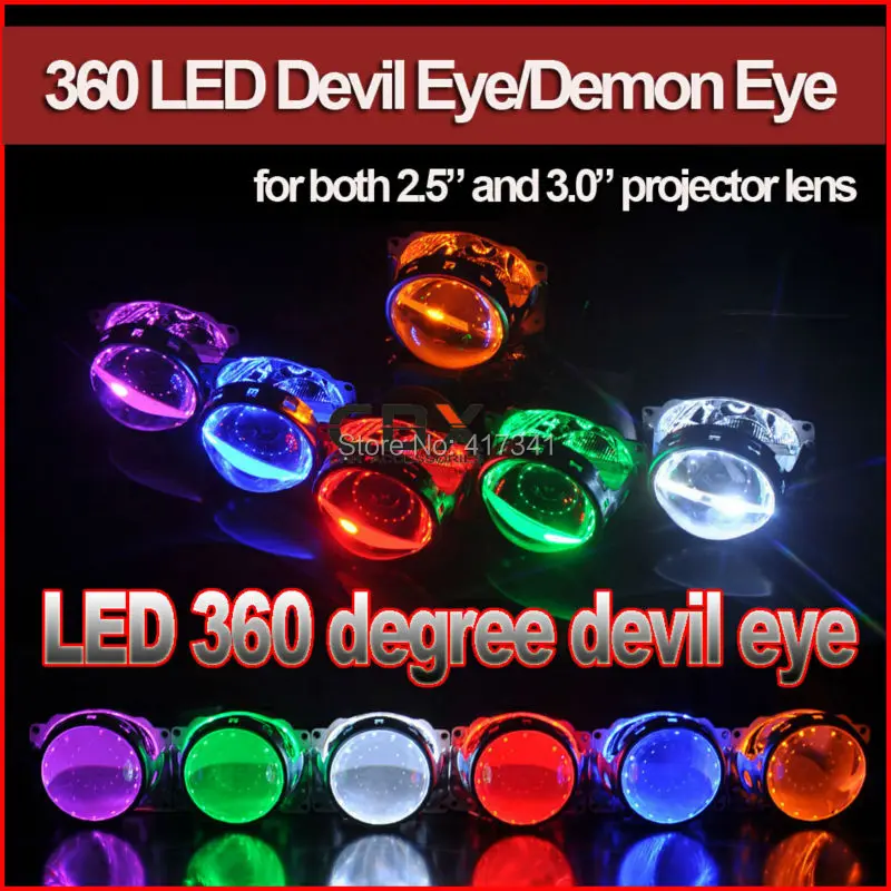 

Free Shipping Circular Projector Led Devil Eye Demon Eye for HID Projector Lens 2.5" WST Koito Q5 HL Red Blue White Yellow Green