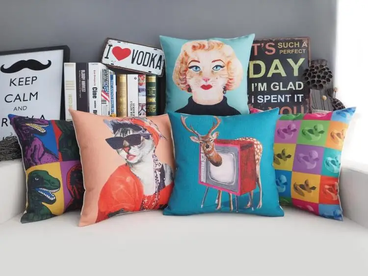 Pop Книги по искусству современный Картины и прекрасный Животные Andy Warhol подушка Массажер декоративные подушки Винтаж удовольствие домашнего декора подарок