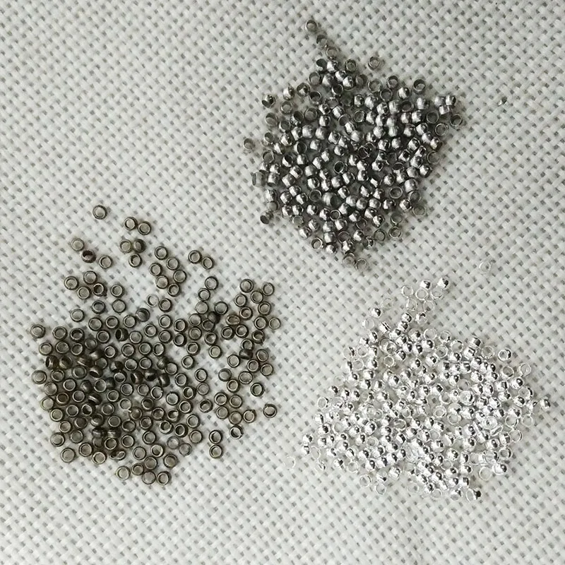 

2mm Round Tube Crimp End Beads stopper Clips Positioning Fasteners Clasps Spacer toggle Conceal Findings kit Components