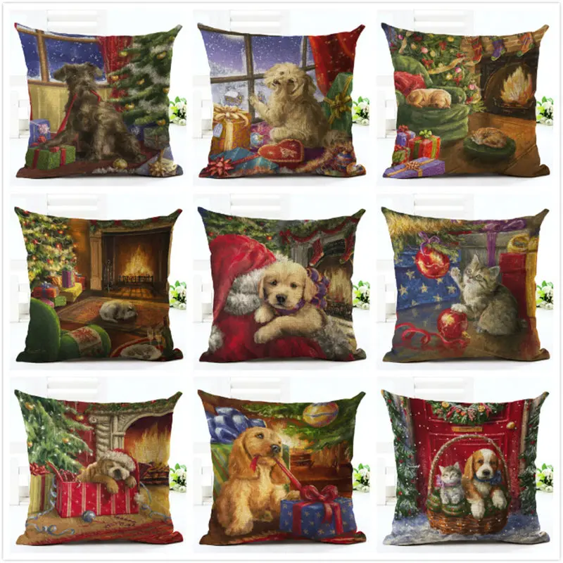 

2020 New Year Christmas Decorations For Home Christmas Ornaments Navidad Natal Frozen Decorative Christmas Animal Cushion Cover