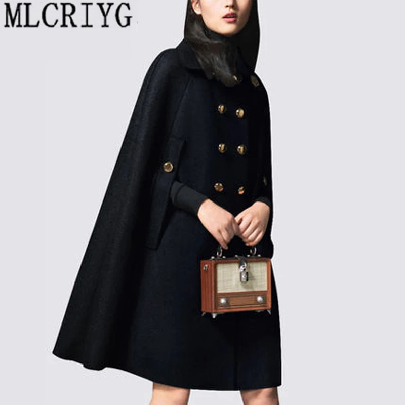 

Women's Winter Wool Coat 2019 New Fashion Double Breasted Trench Coat Female Cloak Overcoat Lady Work Wear casaco feminino L358