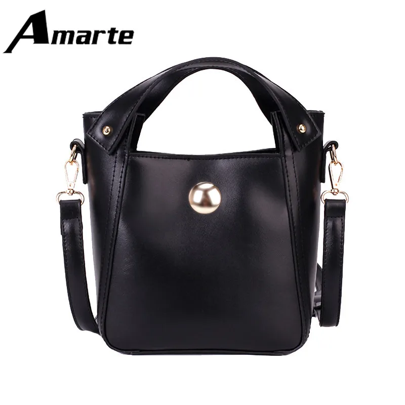 

2019 Amarte Fashion Simple Women Handbag Solid Color Soft PU High Quality Crossbody Bag for Young Lady Clear Shoulder Bags