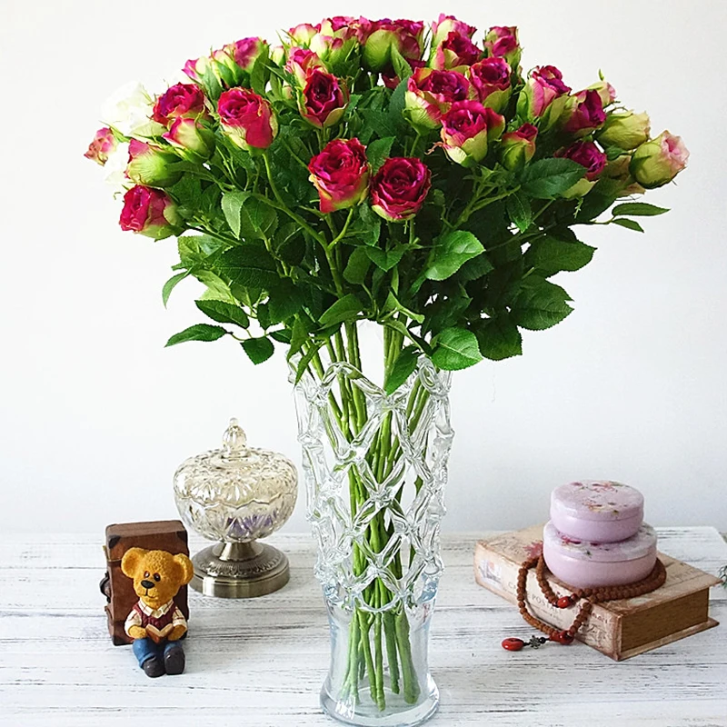 4 бутона роз Искусственные цветы для свадьбы имитация цветов для дома ваза отель фотографии реквизит декор