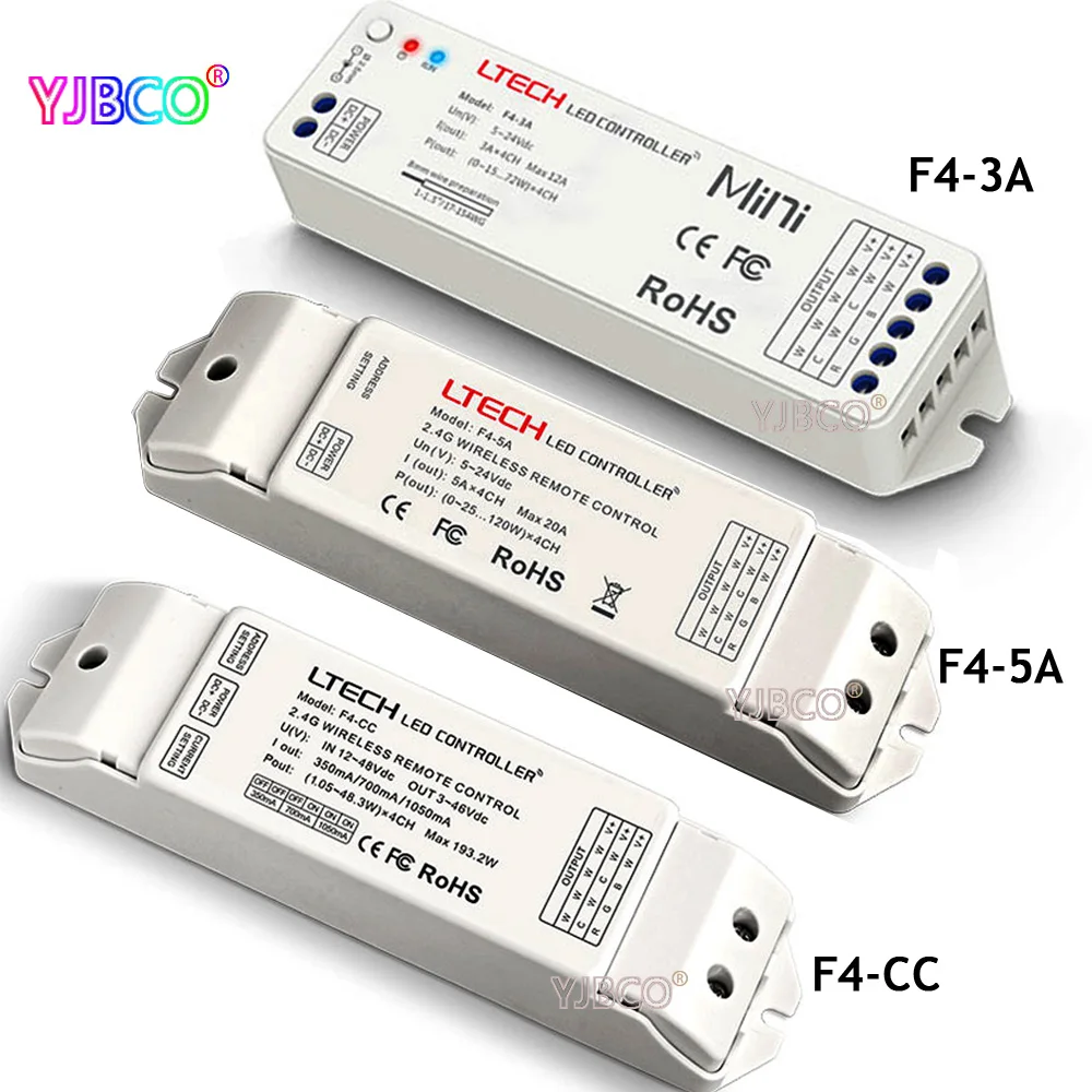 

LTECH Wireless receiver F4-5A/F4-3A(DC5-24V) Compatible with EX Series dimmer for led strip lamp F4-CC(DC12-48V) receiver