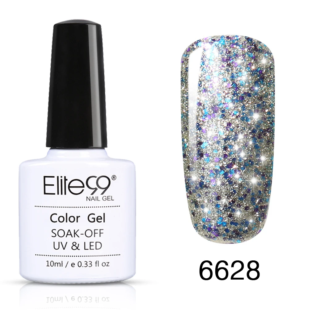 Elite99 10 мл Звездный Гель-лак для ногтей Супер Bling Soak Off UV лампа Гель-лак Блеск Гель-лак маникюр лак для ногтей - Цвет: 6628