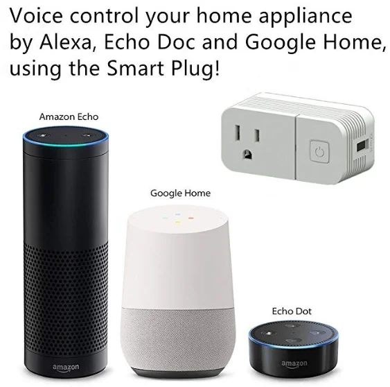 

Wifi Smart Plug Compatible with Amazon Alexa, Works with Google Assistant, Mini Smart Outlet with USB Port Remote Control Free A