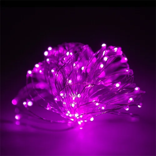 10 м., LED, управление 3 AA батареей, медный провод, цветная маленькая лента в волшебным освещением для украшения на Рождество, праздник, свадебную вечеринку - Испускаемый цвет: Pink