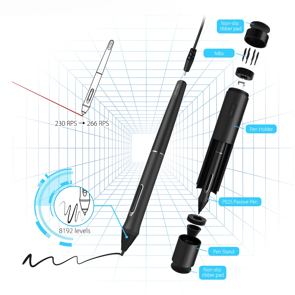 XP-Pen Artist 16Pro графический планшет для рисования цифровой Графика рисунок Стилусы для планшетов Дисплей монитор с экспресс-клавиш и регулируемая подставка 8192