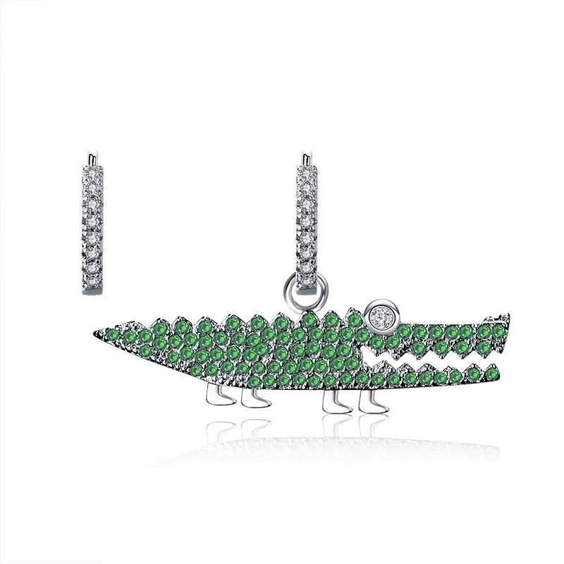 

2018 Europe Creative Asymmetrical Crocodile Earrings Women Fashion Zircon Earring ZK40