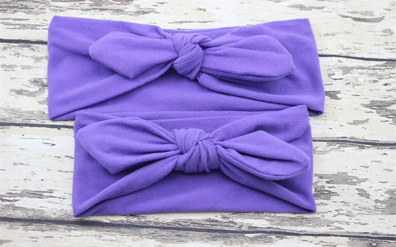 Nachakaite/эластичная повязка на голову для мамы и дочки, одноцветная повязка на голову с бантом, 2 шт., аксессуары для волос для женщин и детей, повязка на голову «Мама и я» - Цвет: 1 Set Purple