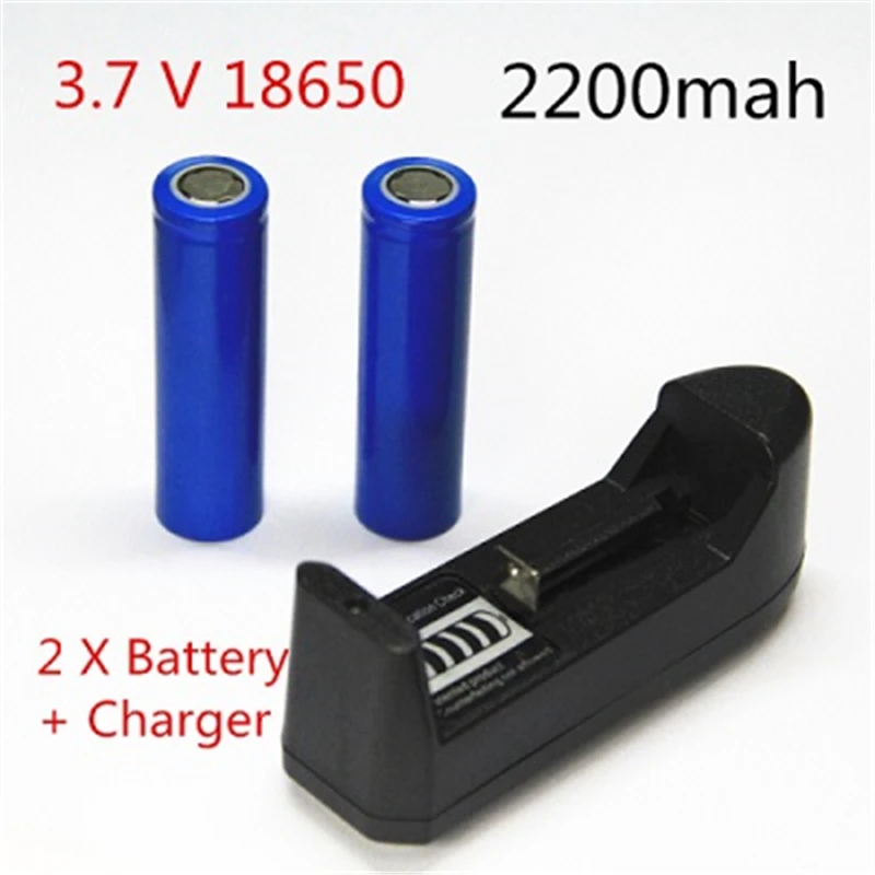 2 шт./компл. 18650 Батарея 3 7 V 2200 мА/ч литий ионный Аккумулятор 1 шт. зарядное устройство для светодиодный фонарик
