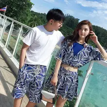 Купальники для пар, комплект бикини из 2 предметов, однотонные пляжные шорты для мужчин, сексуальное бикини с принтом любовника