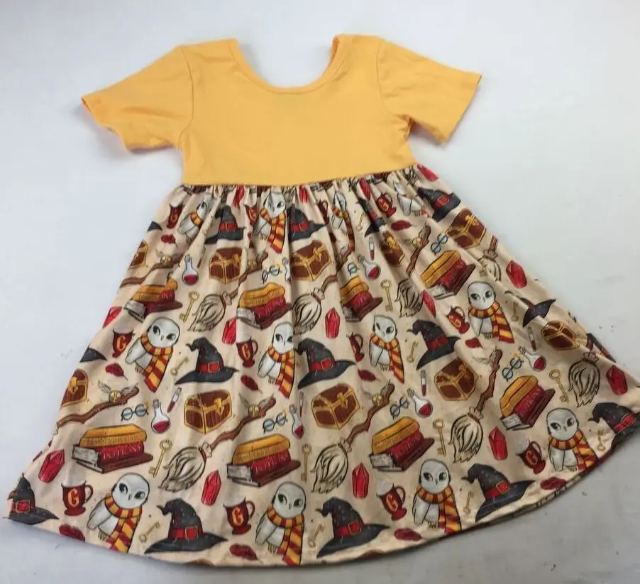 

short sleeve girls boutique dress twirl fashion dresses cute baby girls frock