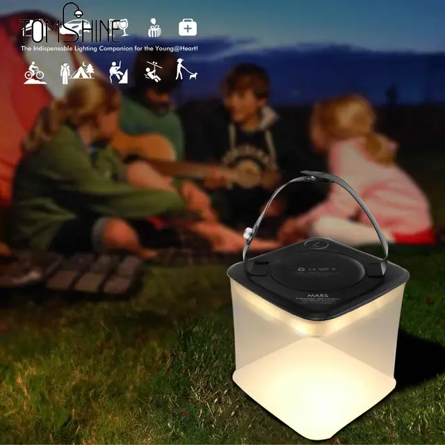Portable Led Camping Light Emergency Inflatable Foldable Decorative Portable Led Camping Light Emergency Inflatable Foldable Decorative Lamp Square Round Collapsible Flashlights Solar Lamps