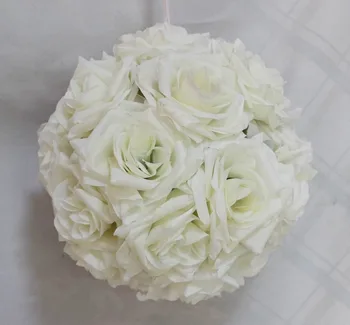 

SPR EMS Free shipping 30CM Pomander rose ball 12pcs/lot bride holding ivory wedding kissing flower ball party/home decoration
