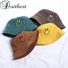 Doitbest 2 до 8 лет осень ребенок ведро рыбалка Шапки детская вышивка улыбка вельвет для мальчиков и девочек зимние рыбак шляпа