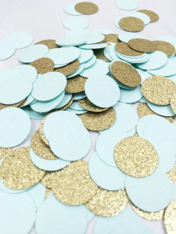 Robin Egg Blue Gold Glitter Confetti Circle Bridal Robin Egg Blue Gold Glitter Confetti Circle Bridal Shower Table Decor Sbook Confettis In Banners Streamers From Home Garden