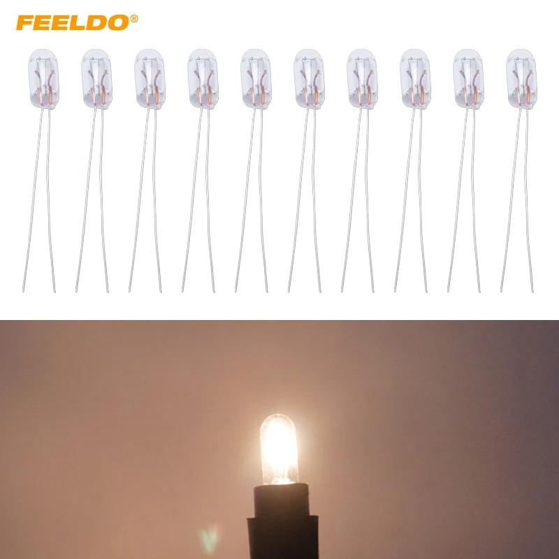 FEELDO 10Pcs Car T5 12V 1.2W Halogen Bulb External Halogen Lamp Replacement Dashboard Bulb Light#AM2698