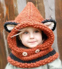 Belle Mode renard chat oreille d’hiver coupe-vent chapeaux et écharpe ensemble pour enfants crochet coiffures doux chapeau chaud bébé d’hiver bonnets enfants