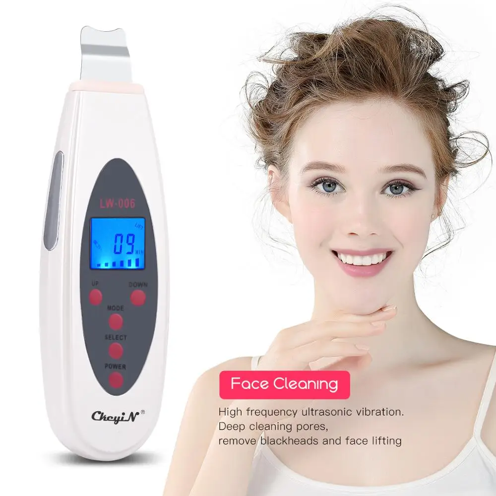  Ultrasonic Skin Scrubber Deep Face Cleaning Massager Remove Dirt Blackhead Peeling Lifting Anti Agi