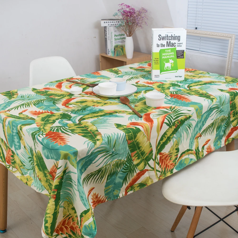 Green Plant Tropical rainforests Table Cloth Rectangle Printed Table