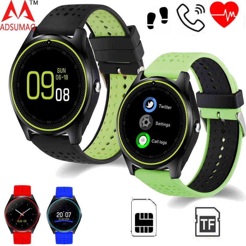 

Bluetooth Smart Watch V9 HR Micro SIM card 2G With Camera heart rate monitor Health Sport MP3 music Clock Smartwatch For Android